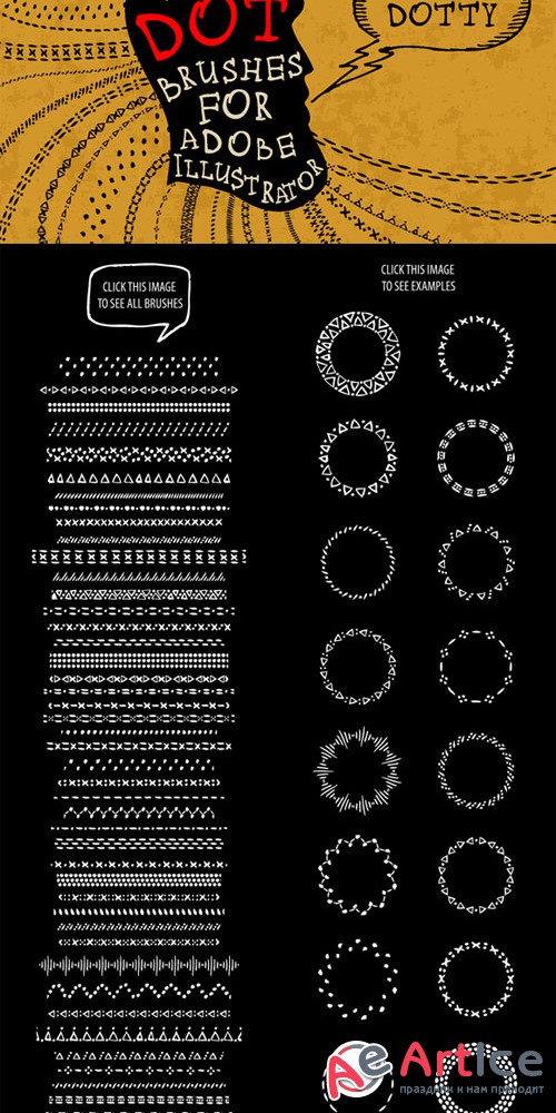 Creativemarket - 50 Dot Brushes for Adobe Illustrator 158174