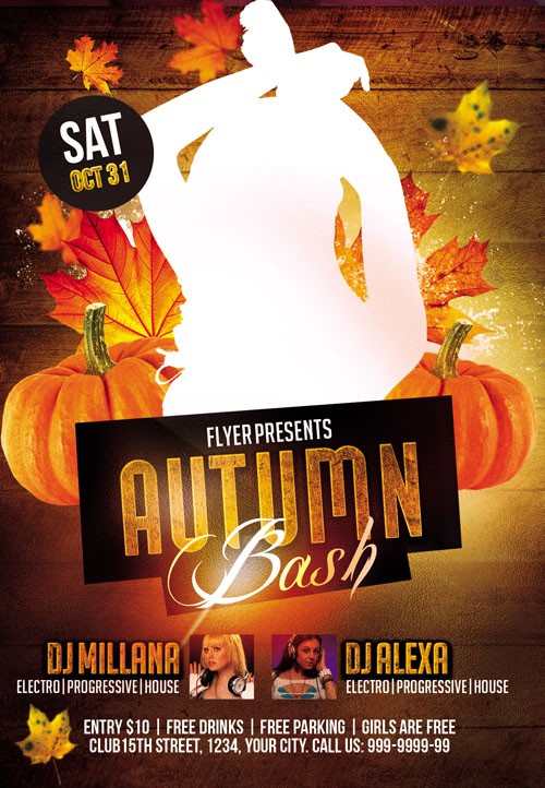 Club Flyer PSD Template - Autumn Bash