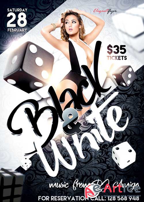 Black and White Party Flyer PSD Template + Facebook Cover