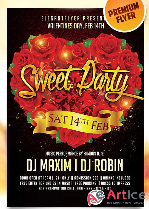 Sweet Party Flyer PSD Template + Facebook Cover