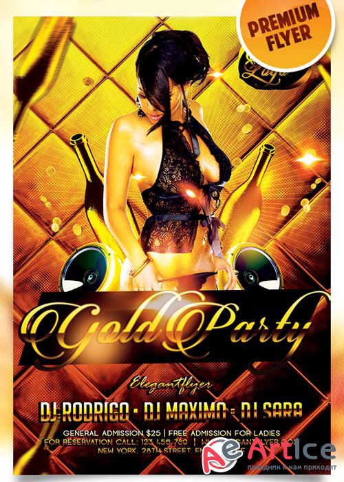 Gold Party Flyer PSD Template + Facebook Cover
