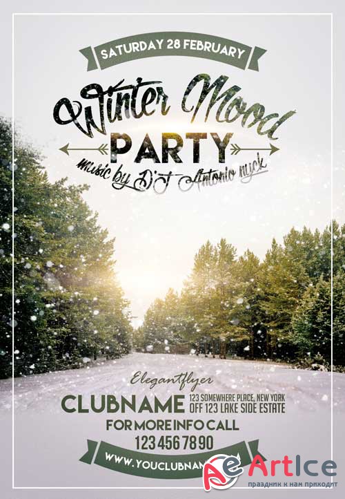 Winter Mood Flyer PSD Template + Facebook Cover