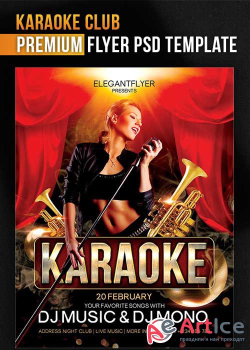 Karaoke Club Flyer PSD Template + Facebook Cover