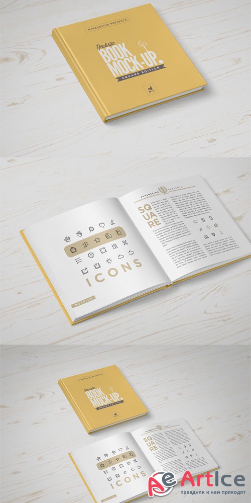 Square Book Mock-Up Template