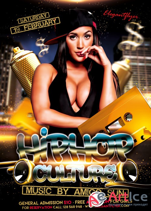 Hip Hop Culture Flyer PSD Template + Facebook Cover