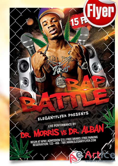 Battle Rap Flyer PSD Template + Facebook Cover
