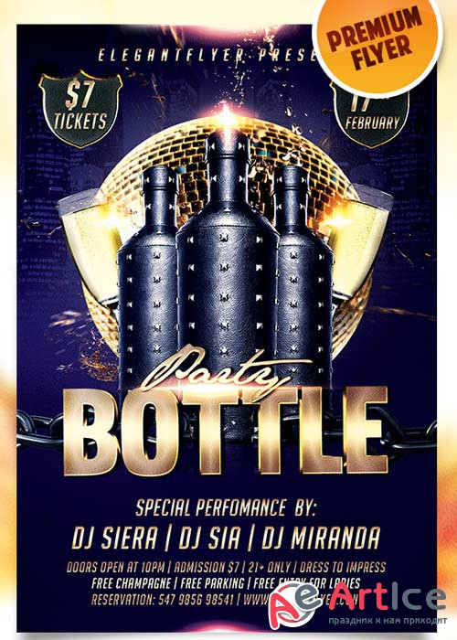 Bottle Party Flyer PSD Template + Facebook Cover