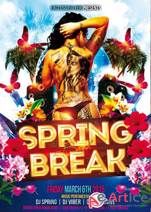 Spring Break Bash V2 Premium Flyer Template