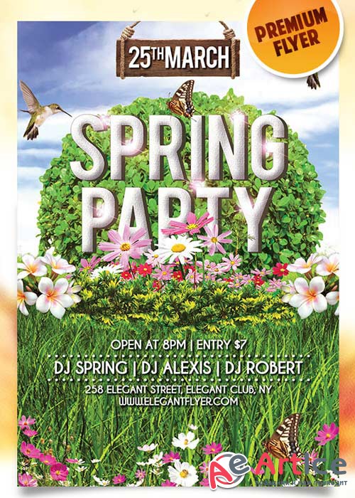Spring Party Flyer PSD Template + Facebook Cover
