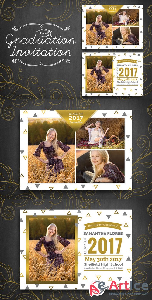 Graduation Invitation - Triangle - Creativemarket 172019