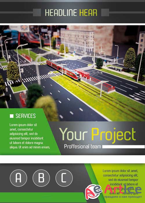 Project Flyer PSD Template + Facebook Cover
