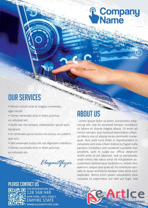 Computer Technology Flyer PSD Template + Facebook Cover