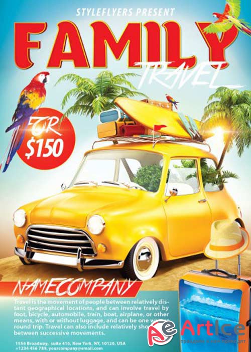 Family Travel PSD Flyer Template