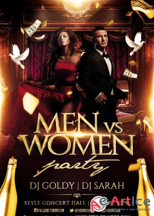 Men vs Women Party PSD Flyer Template