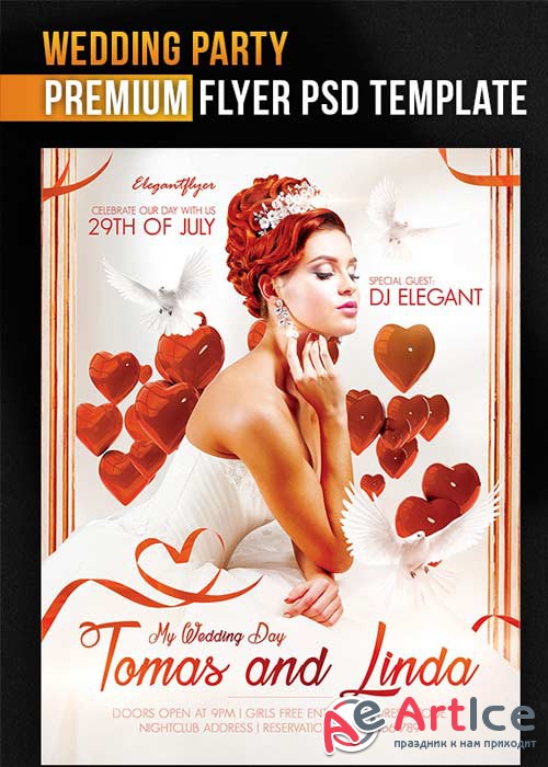 Wedding Party Flyer PSD Template + Facebook Cover