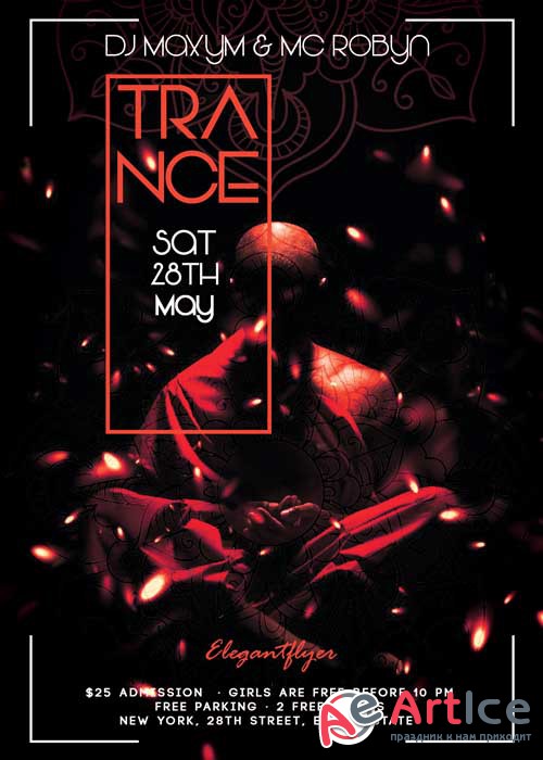 Trance Party Flyer V8 PSD Template + Facebook Cover