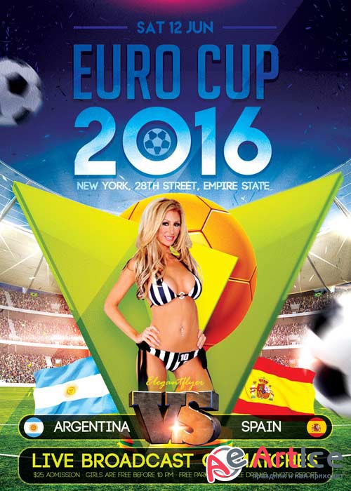 Euro Cup 2016 1 Flyer PSD Template + Facebook Cover