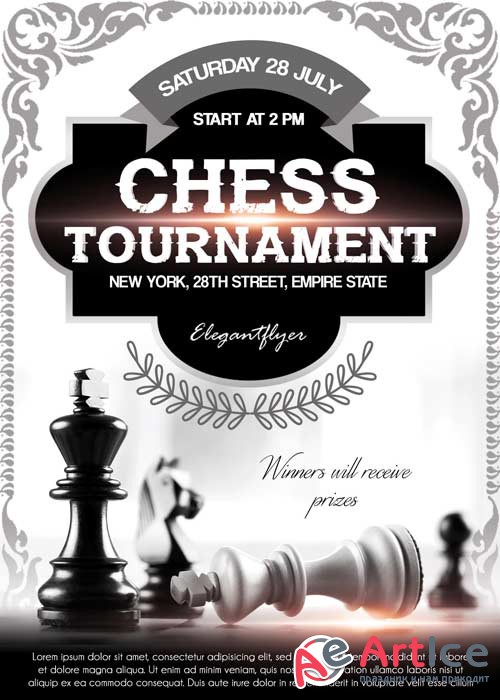 Chess Tournament V2 Flyer PSD Template + Facebook Cover