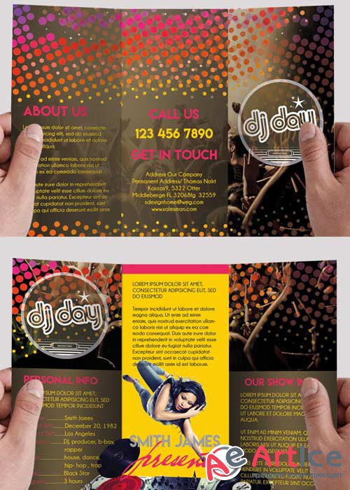 DJ Party V1 Premium Tri-Fold PSD Brochure Template
