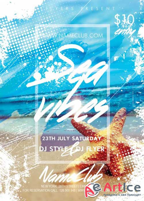 Sea Vibes Minimal V1 PSD Flyer Template
