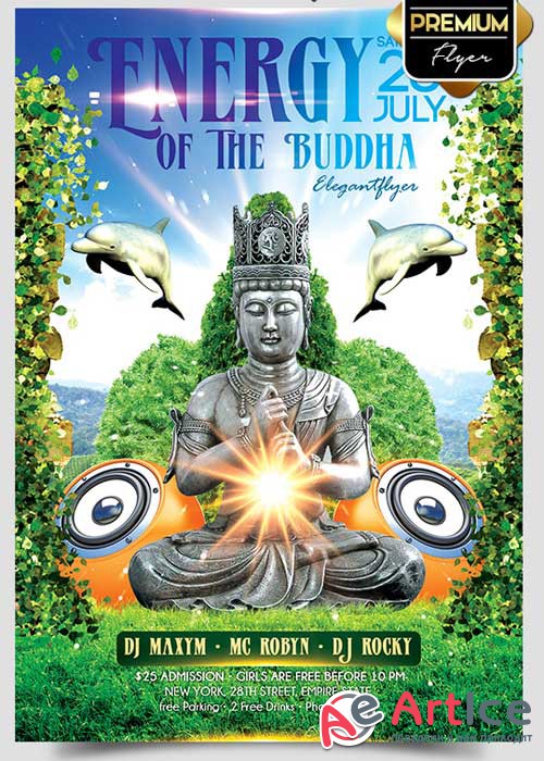 Energy Of The Buddha Flyer PSD Template + Facebook Cover