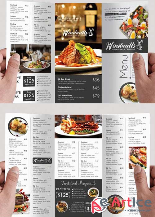 Restaurant Menu V3 PSD Tri-Fold PSD Brochure Template