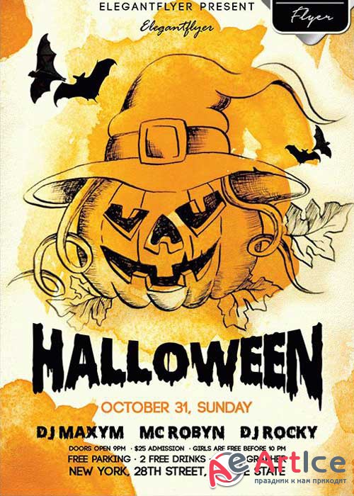 Night Halloween V11 Flyer PSD Template + Facebook Cover