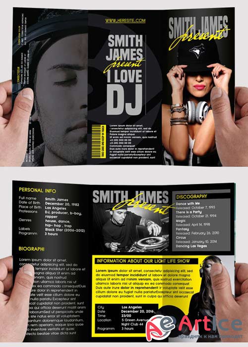 DJ Music V1 Tri-Fold Brochure PSD Template