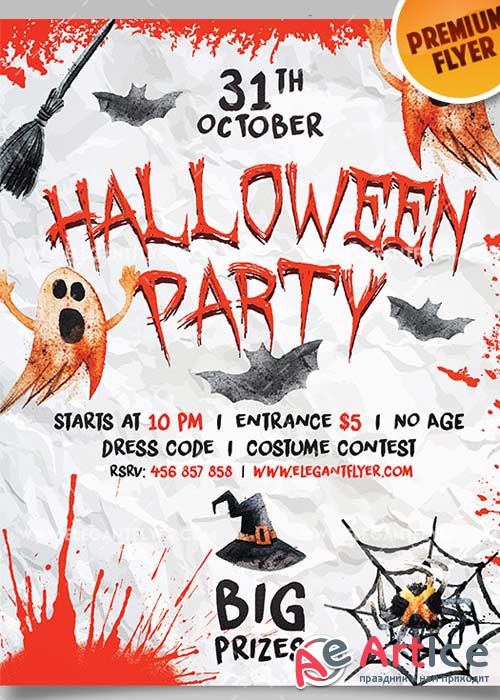 Halloween Party V18 Flyer PSD Template + Facebook Cover