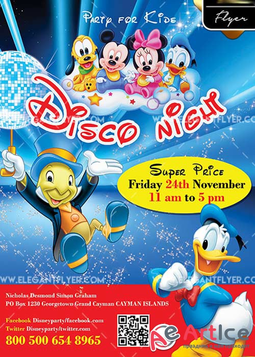 Disney V5 Flyer PSD Template + Facebook Cover