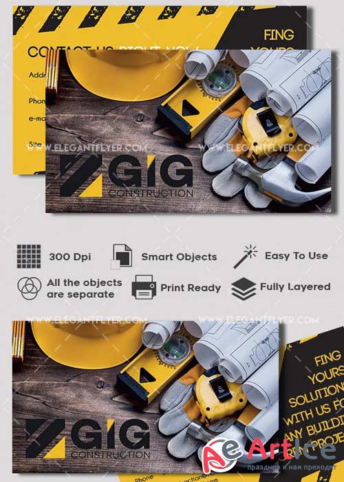 Construction V1 Premium Business card PSD Template