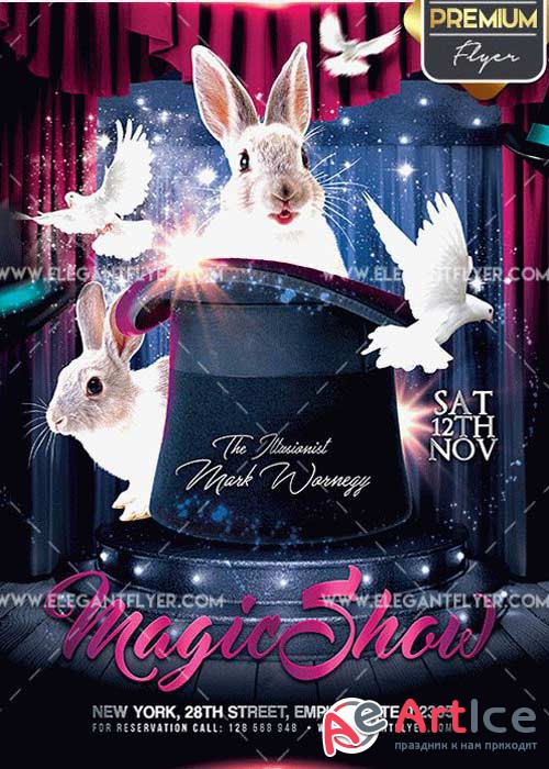 The Magic Show Flyer PSD V5 Template + Facebook Cover