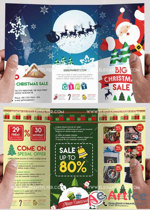 Christmas Sale Premium Tri-Fold PSD V5 Brochure Template