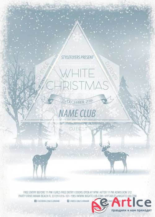 White Christmas PSD V5 Flyer Template with Facebook Cover