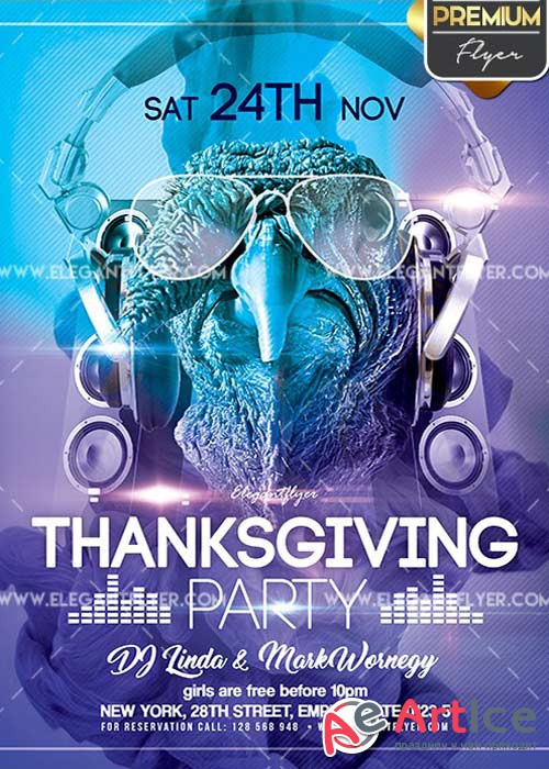 Thanksgiving Party Flyer PSD V12 Template + Facebook Cover