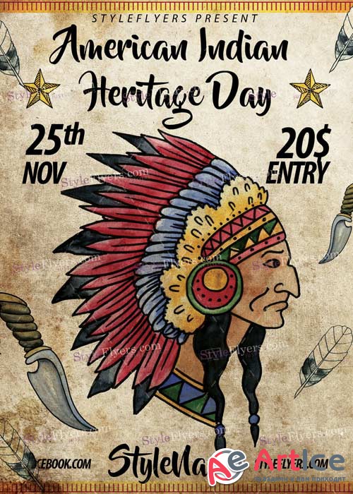 Nov 25 American Indian Heritage Day PSD V5 Flyer Template