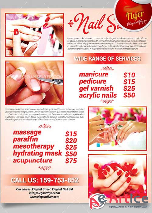 Nail Salon Flyer PSD V4 Template + Facebook Cover