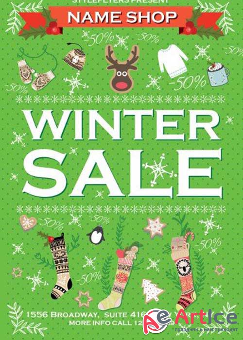 Winter Sale Flyer PSD V5 Flyer Template with Facebook Cover