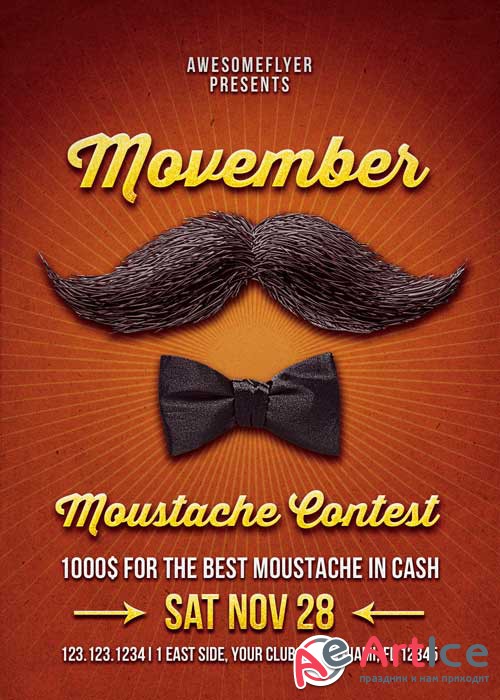 Movember Mustache Contest Flyer V5 Template
