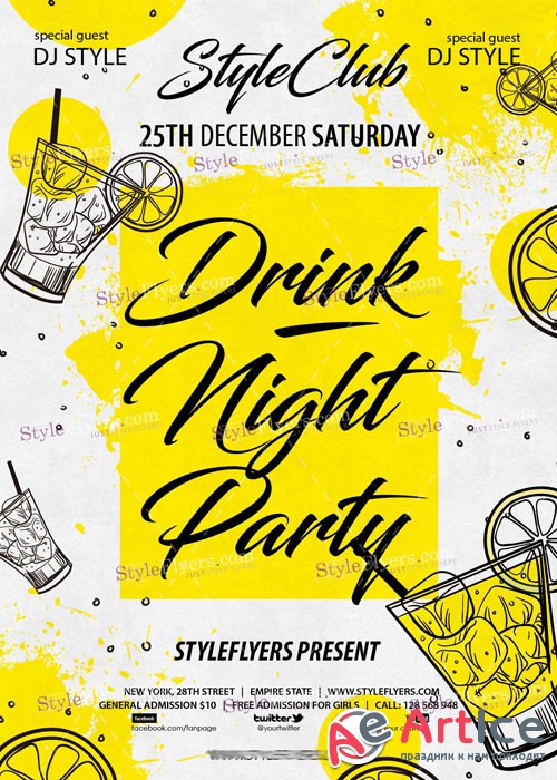 Drink Night Party PSD V15 Flyer Template