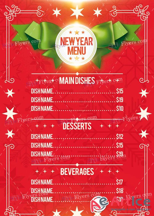 New Year Eve Menu V4 PSD Flyer Template