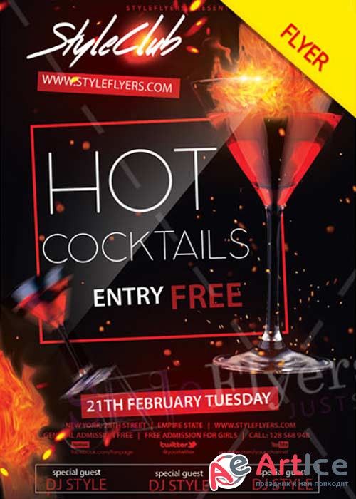 Hot Cocktails PSD V11 Flyer Template