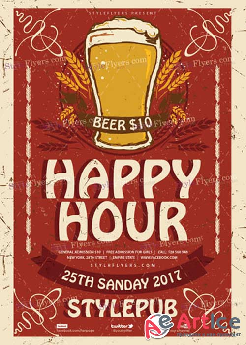 Happy Hour PSD V17 Flyer Template