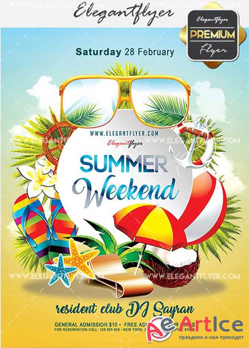 Summer Weekend Flyer PSD V5 Template + Facebook Cover
