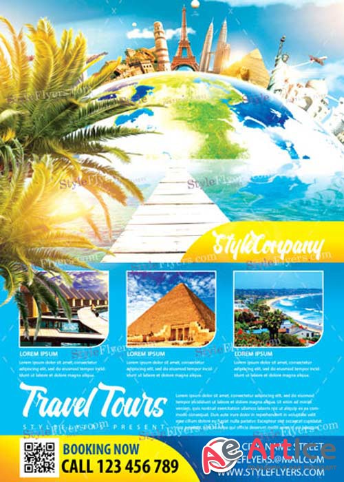 Travel Tours V8 PSD Flyer Template