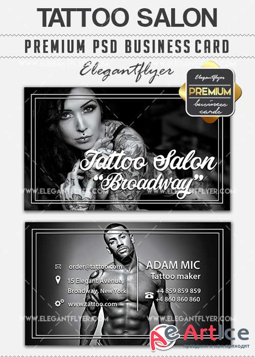 Tattoo Salon V3 Premium Business card PSD Template