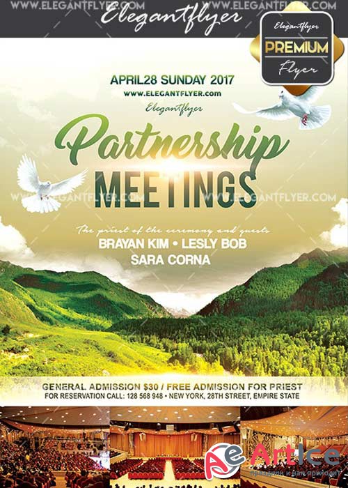 Partnership Meetings V2 Flyer PSD Template + Facebook Cover