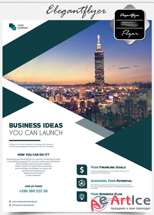 Bussines ideas V2 Flyer PSD Template + Facebook Cover