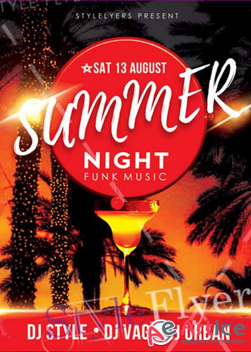 Summer Night Funk Music V21 Flyer PSD
