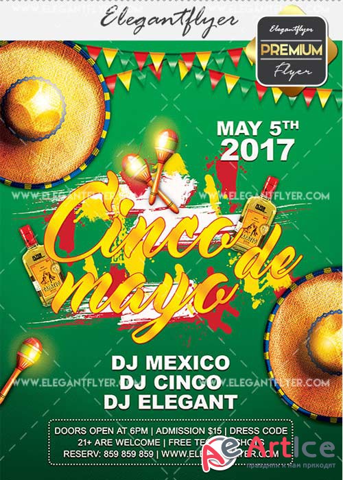 Cinco de Mayo V15 Flyer PSD Template + Facebook Cover